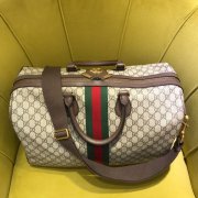Gucci GG Supreme Keepall 红绿织带装饰旅行包