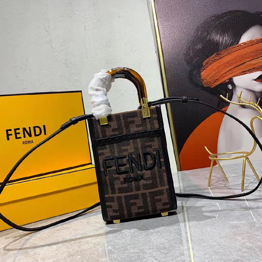 FENDI 高仿芬迪 FD Sunshine迷你玳瑁手提斜挎