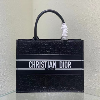 迪奥 Dior包包 黑色牛皮Book Tote手袋单肩包